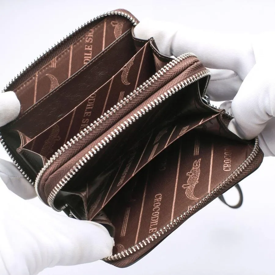 Dark Brown Crocodile Backbone Skin Wallets