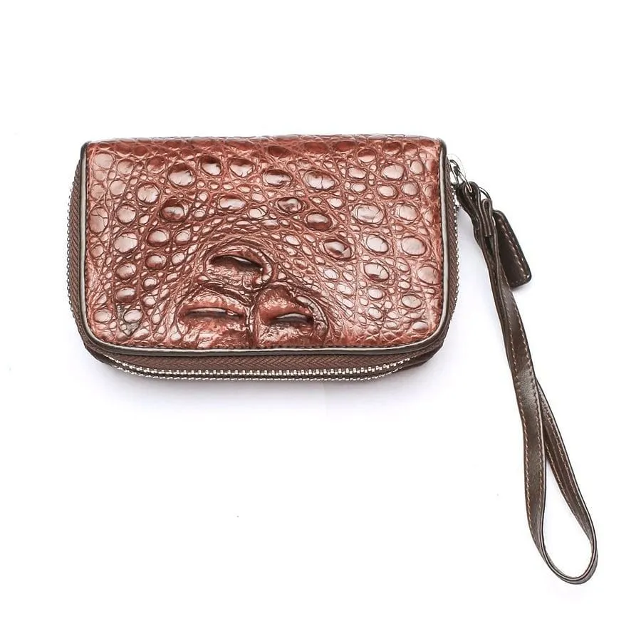 Dark Brown Crocodile Backbone Skin Wallets