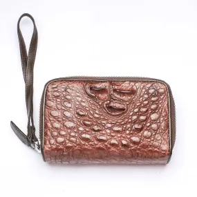 Dark Brown Crocodile Backbone Skin Wallets