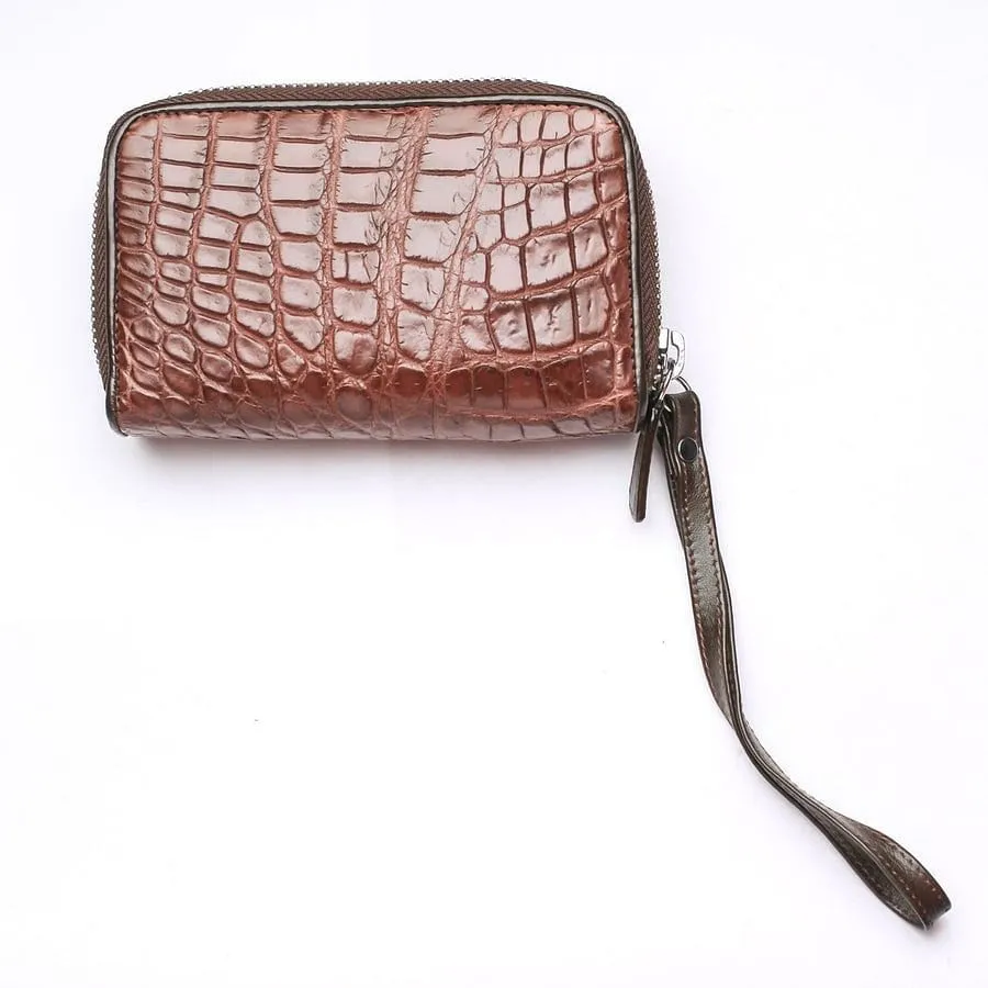 Dark Brown Crocodile Backbone Skin Wallets