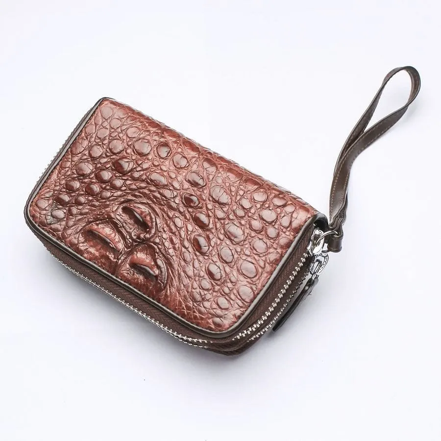 Dark Brown Crocodile Backbone Skin Wallets