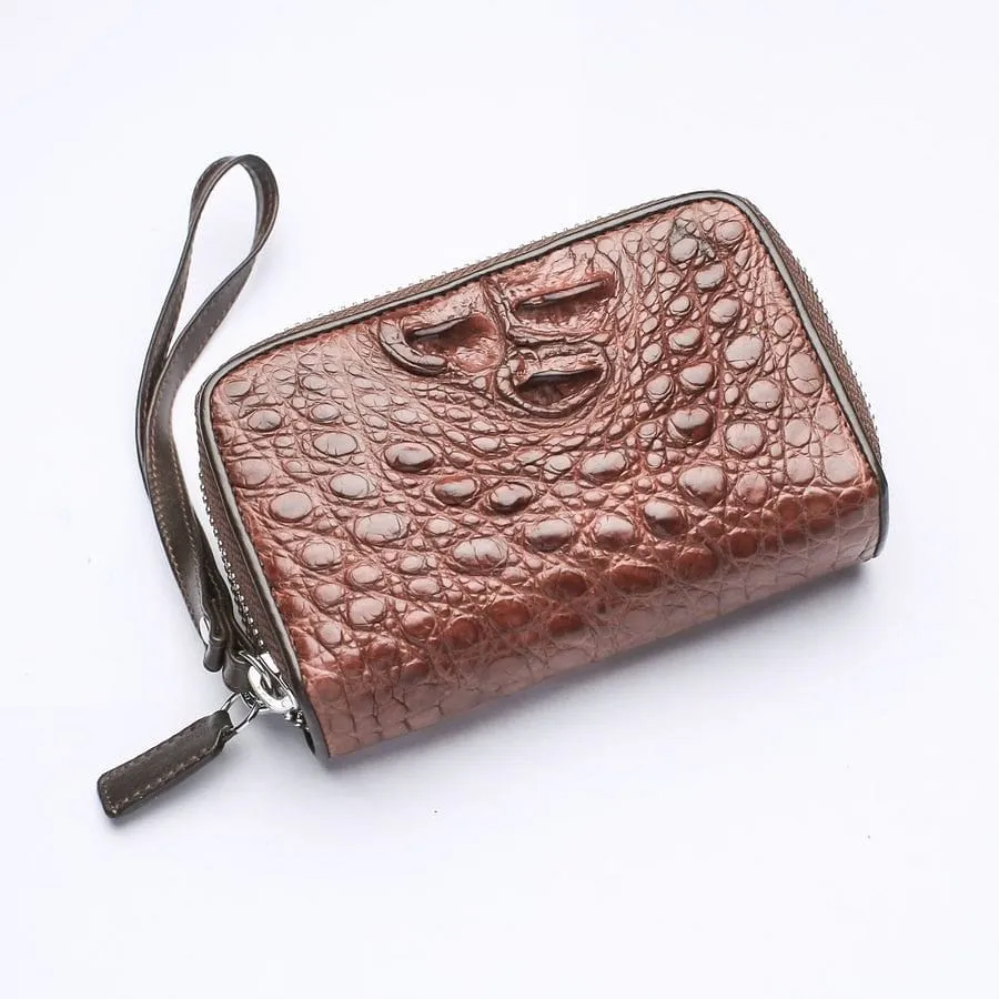 Dark Brown Crocodile Backbone Skin Wallets