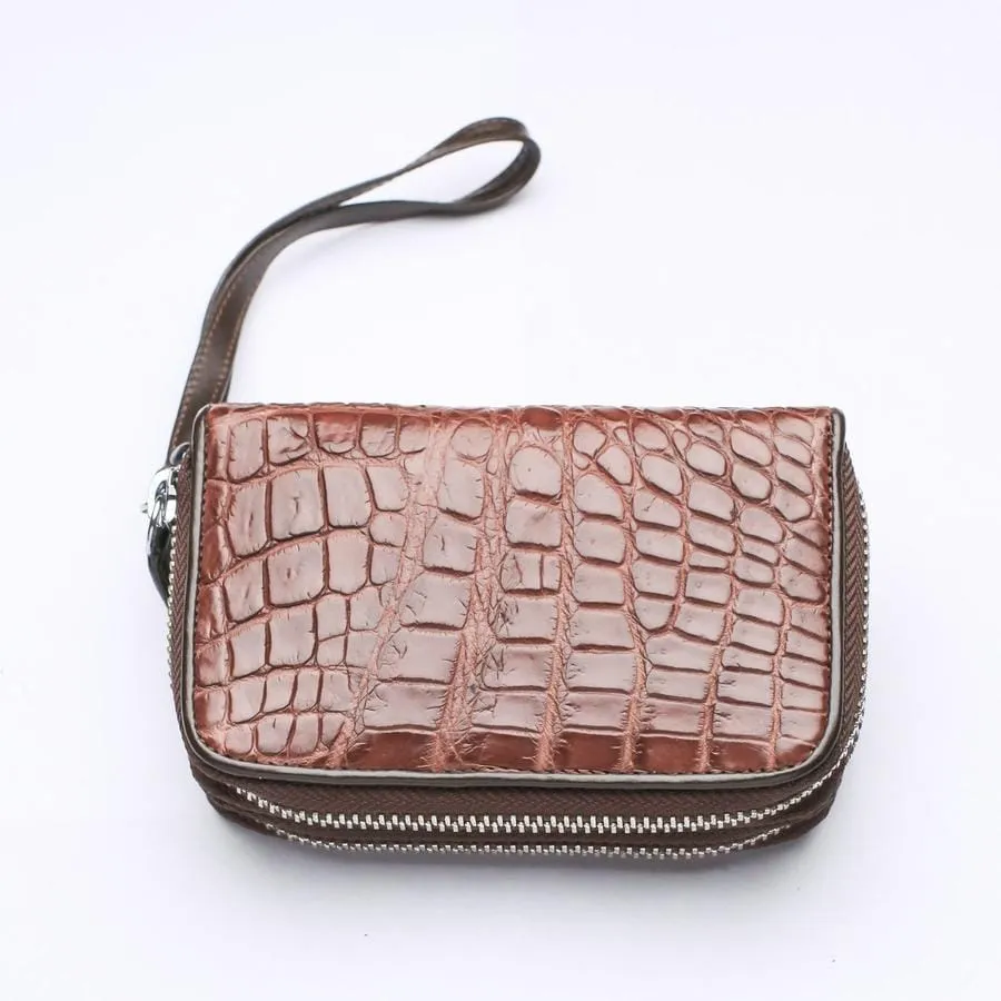 Dark Brown Crocodile Backbone Skin Wallets