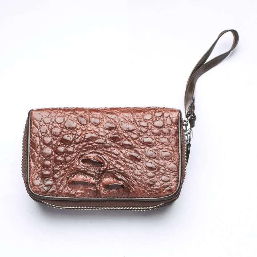 Dark Brown Crocodile Backbone Skin Wallets