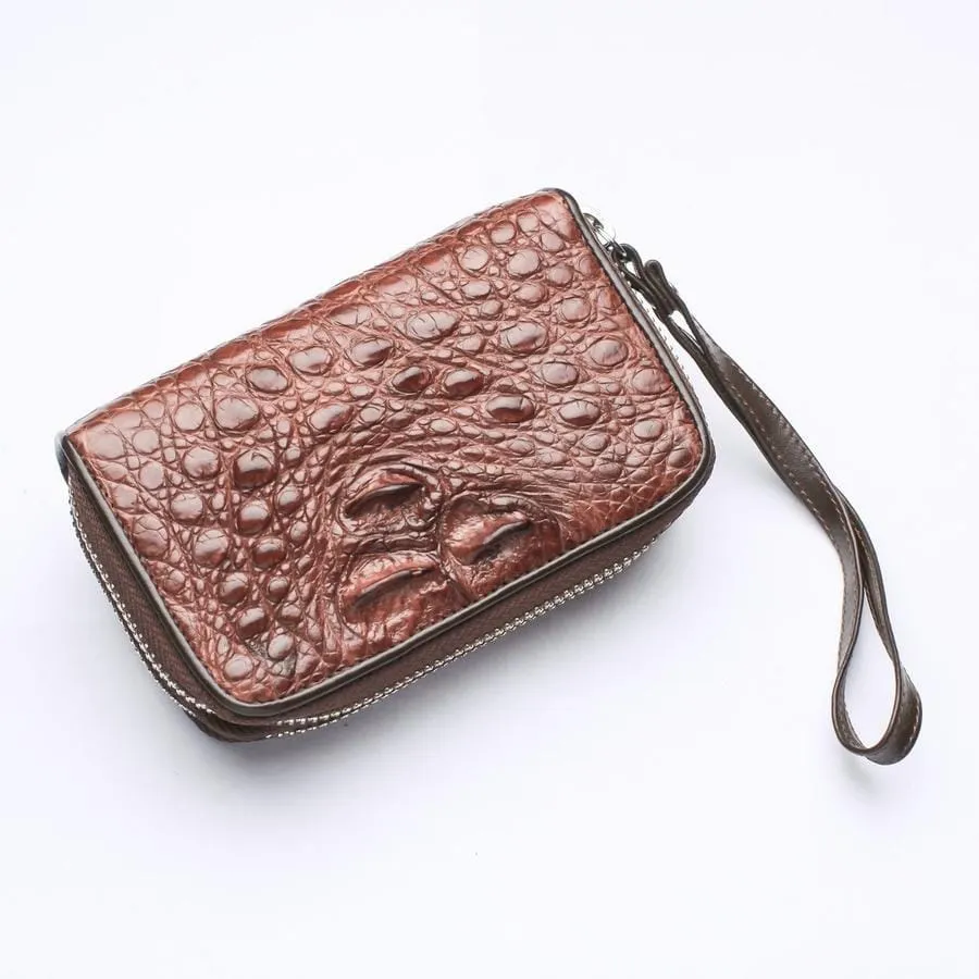 Dark Brown Crocodile Backbone Skin Wallets