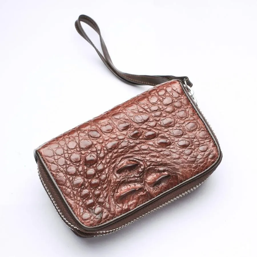 Dark Brown Crocodile Backbone Skin Wallets