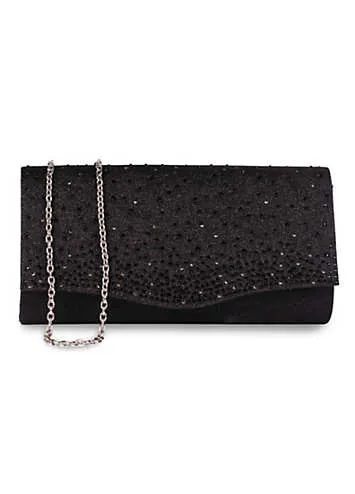 Deja Black Glitter Lurex Clutch Handbag by Paradox London | Look Again