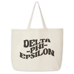 Delta Phi Epsilon Large Canvas Sorority Tote Bag with Simple Mod Design