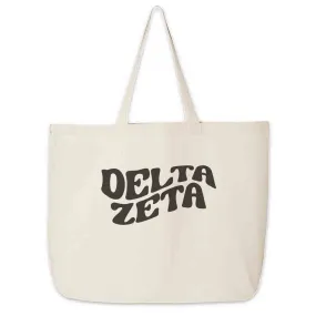 Delta Zeta Large Canvas Sorority Tote Bag with Simple Mod Design