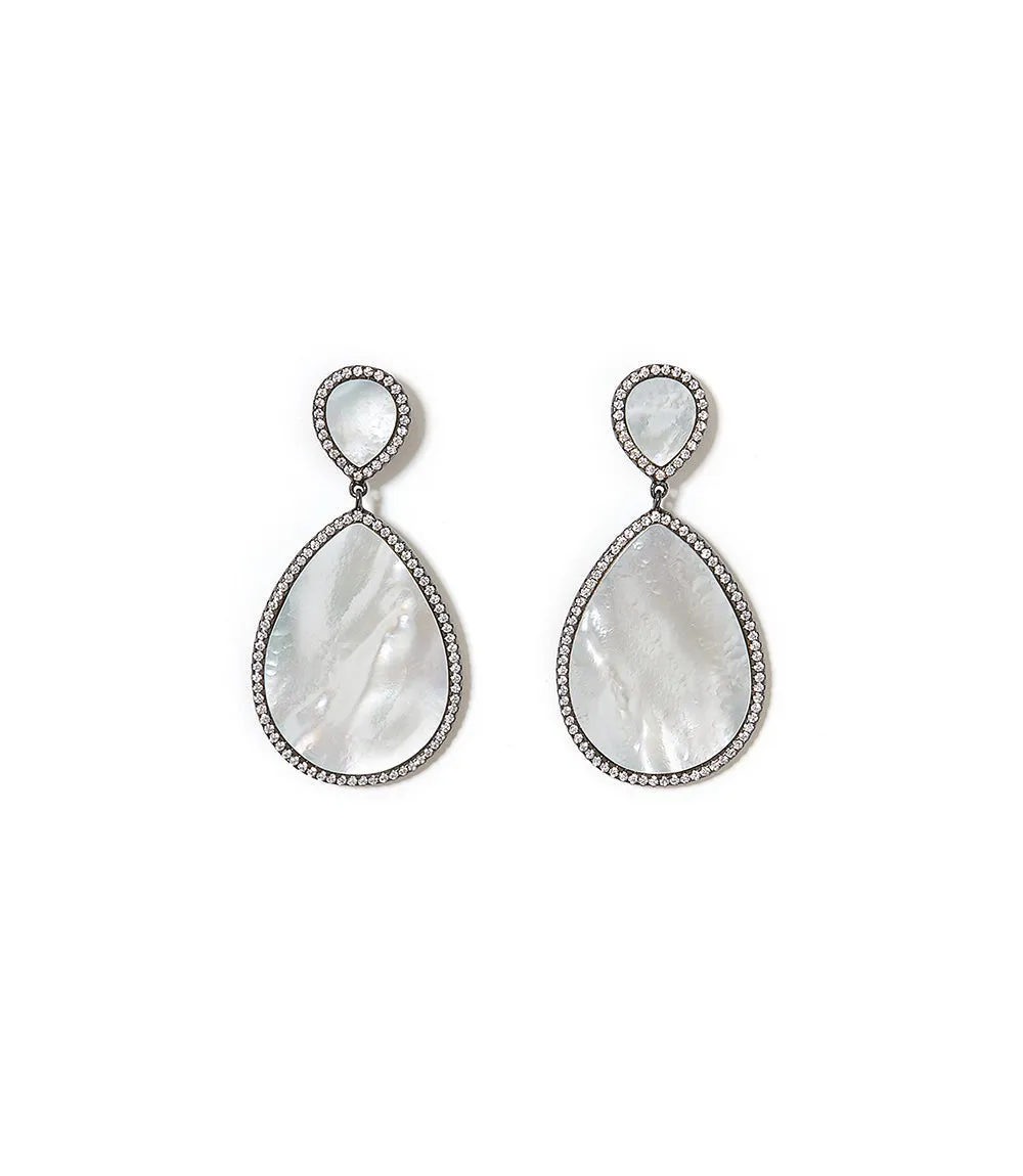 Double Teardrop Mother of Pearl Earrings