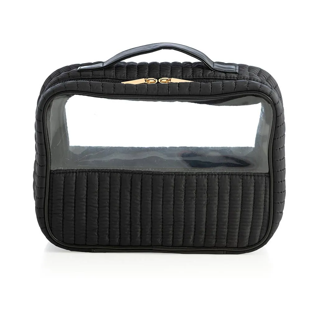 EZRA SET OF 2 CLEAR COSMETIC CASES: Black