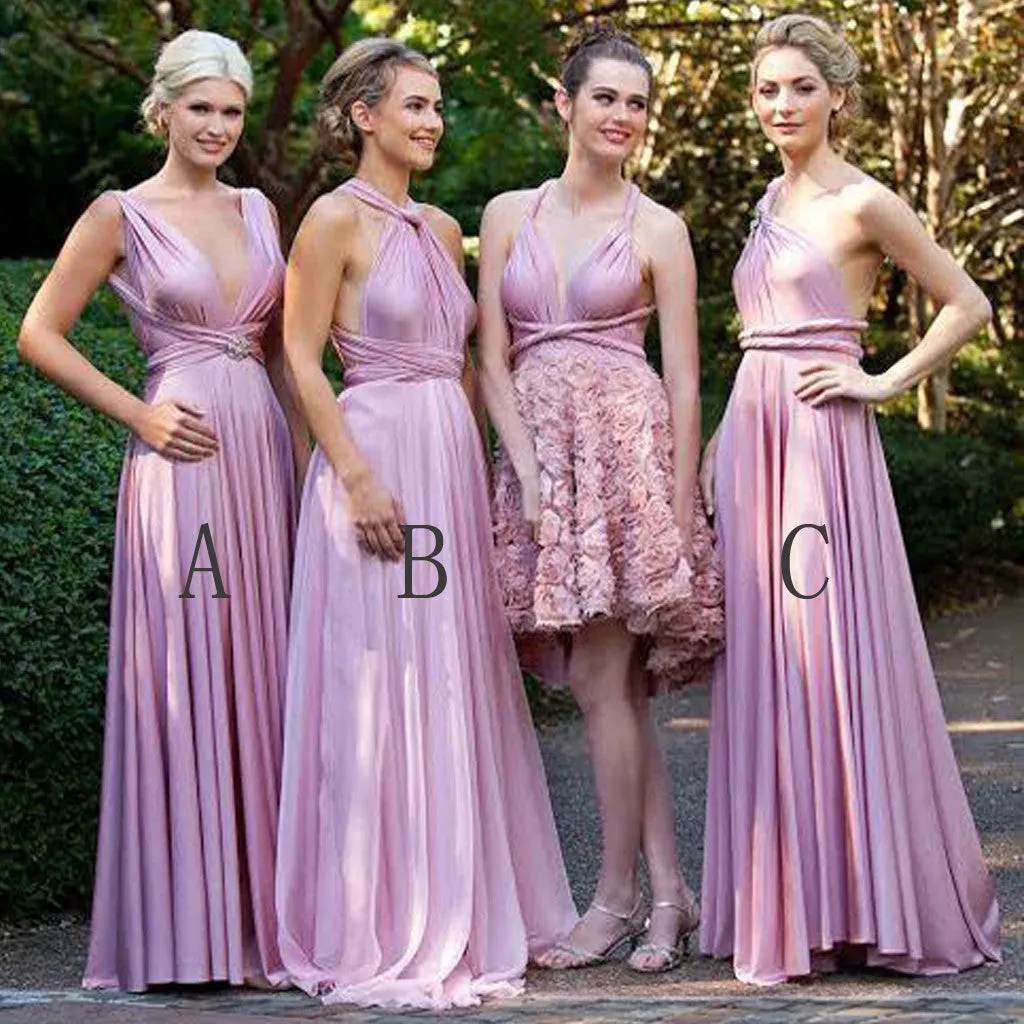 Fashion Convertible Jersey Cheap Pleating Floor-Length Morden Wedding Bridesmaid Dresses, WG41