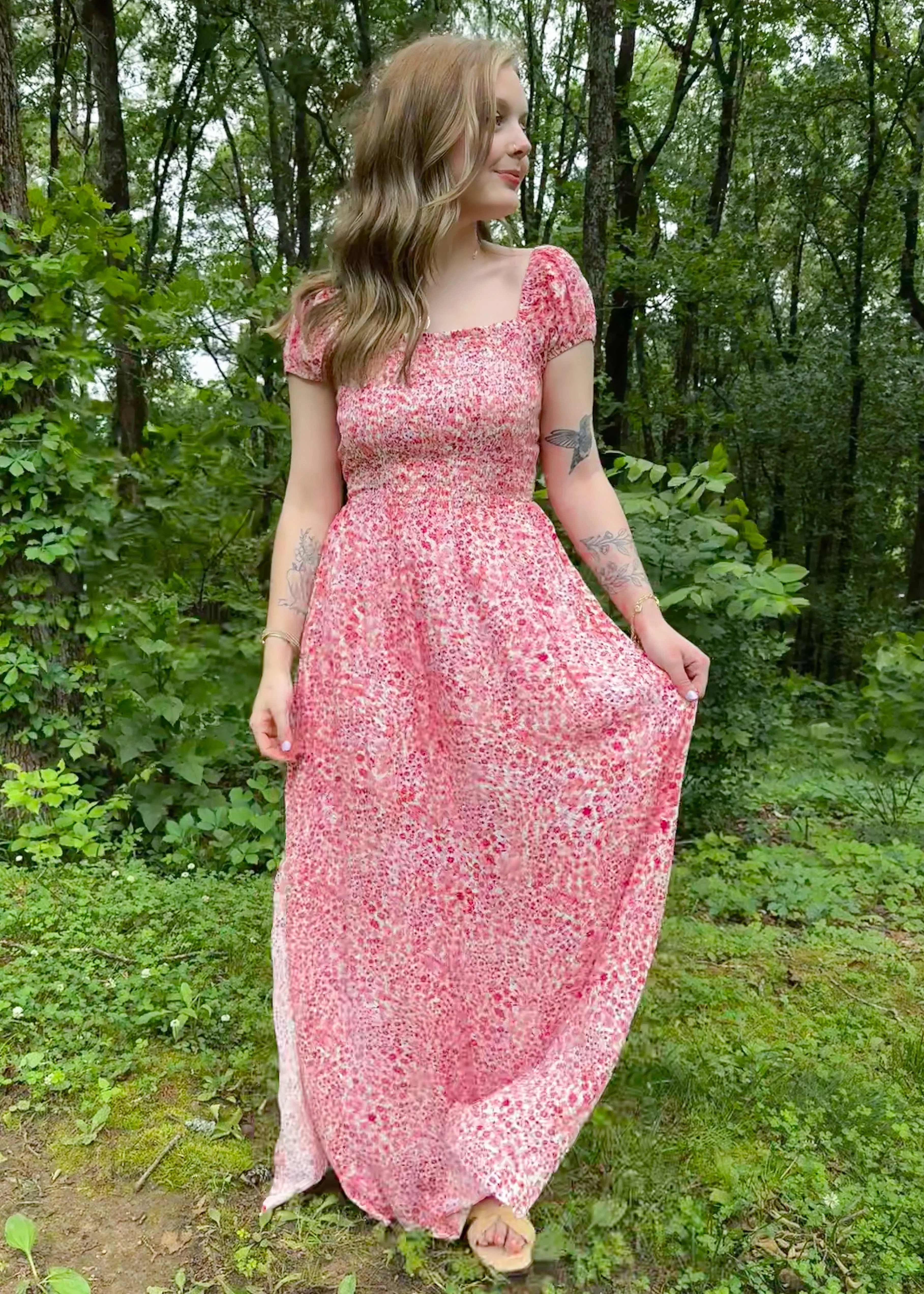 Field Of Poppies Maxi Dress | Red