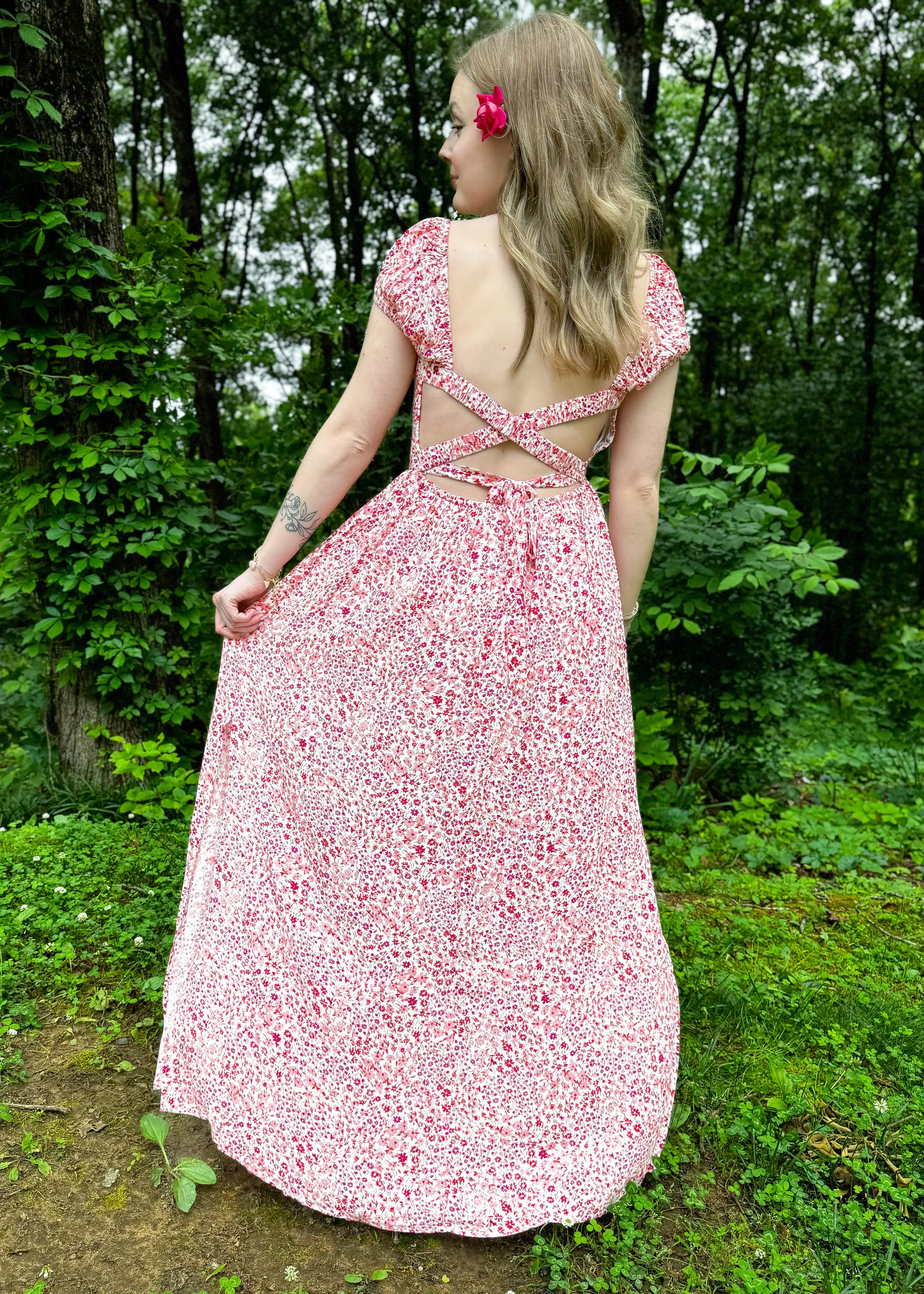 Field Of Poppies Maxi Dress | Red