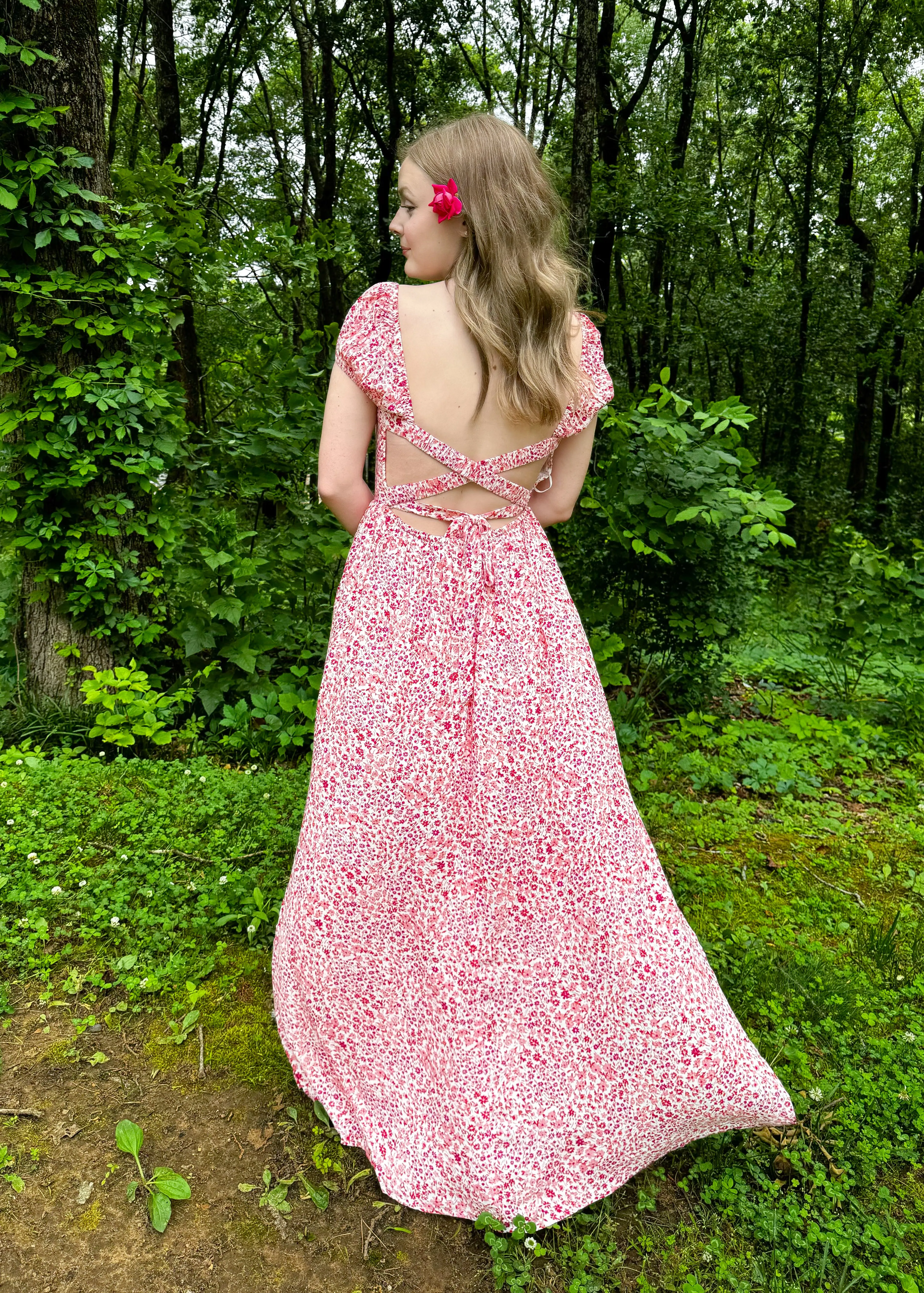 Field Of Poppies Maxi Dress | Red