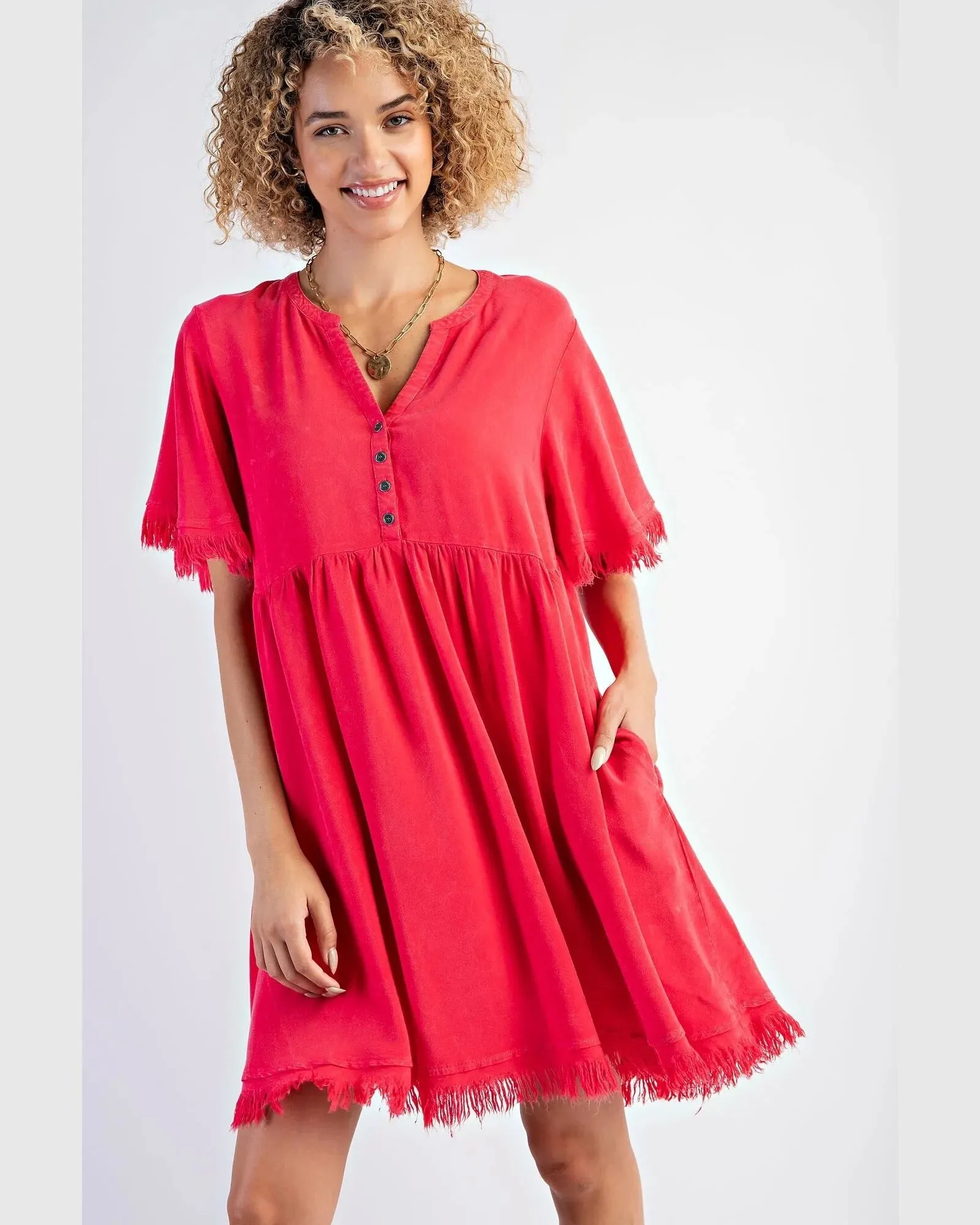 Frayed Babydoll Tunic Dress