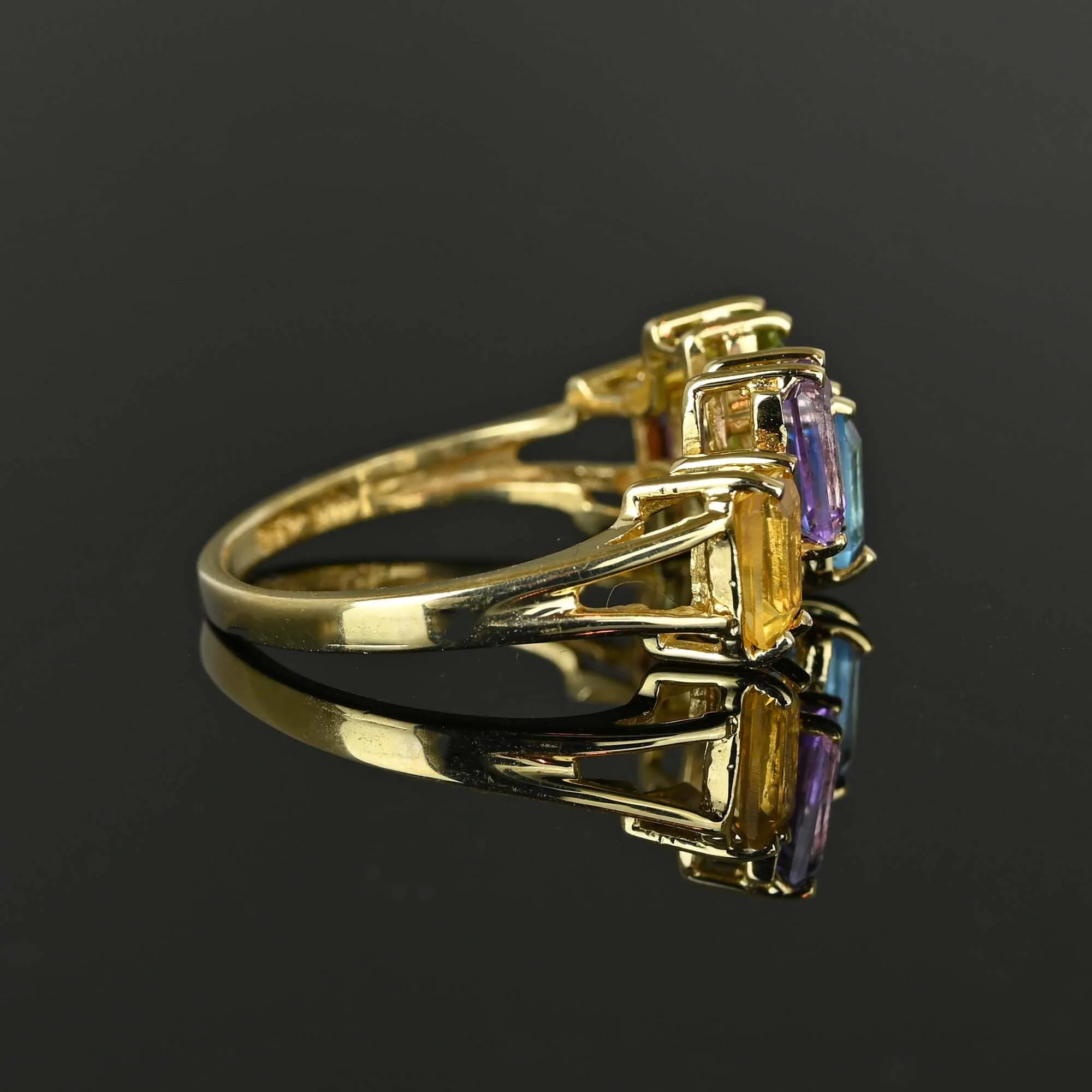 Gold Multi Gemstone Five Stone ZigZag Ring