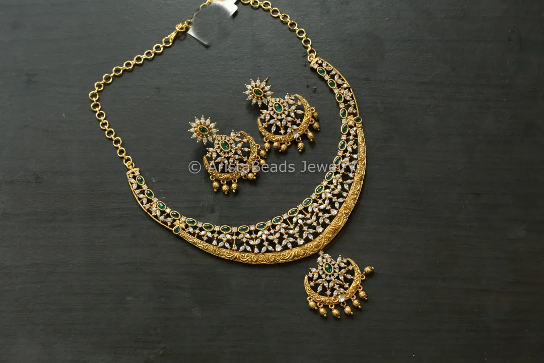 Gram Gold Fine Filigree Necklace Set