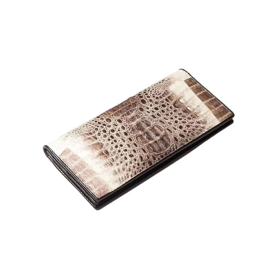 Grey Twotone Hornback Long Crocodile Wallet