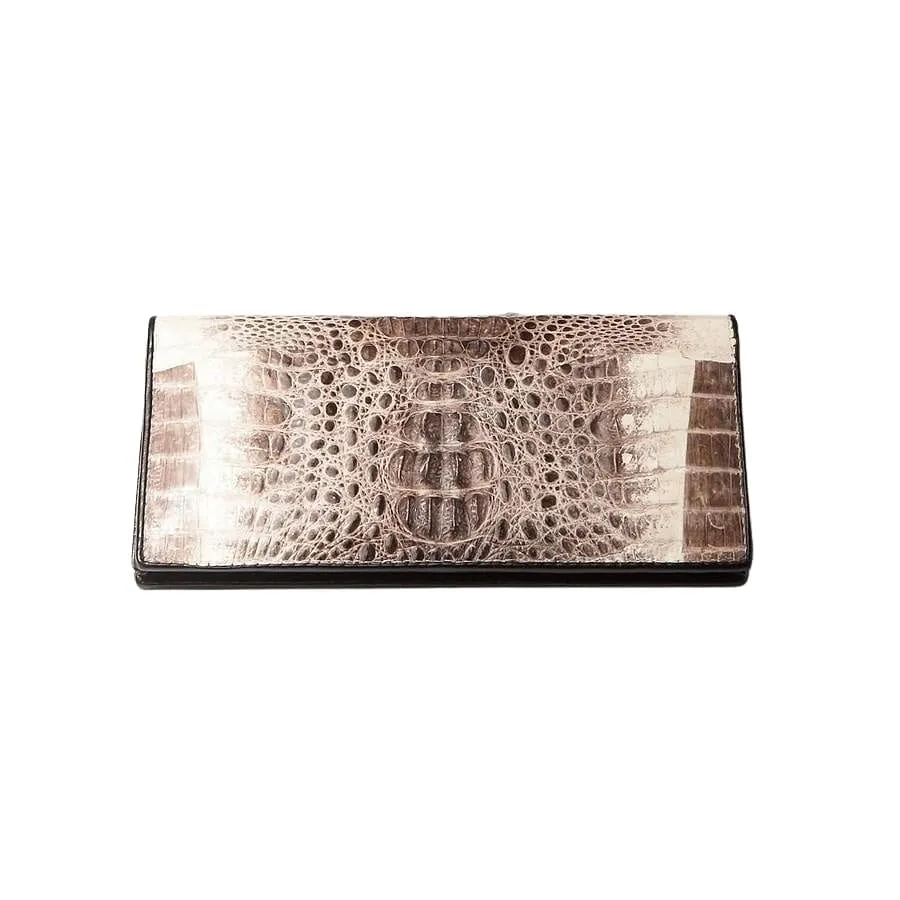 Grey Twotone Hornback Long Crocodile Wallet