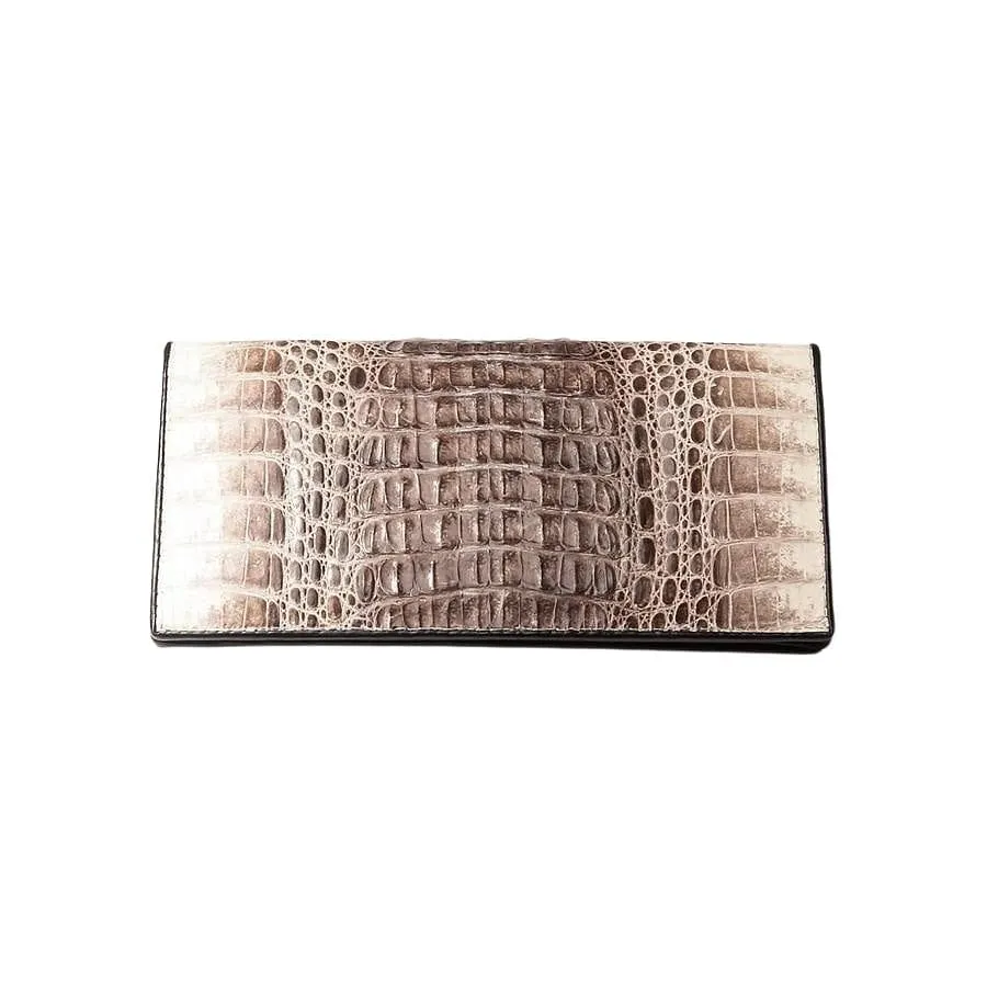 Grey Twotone Hornback Long Crocodile Wallet