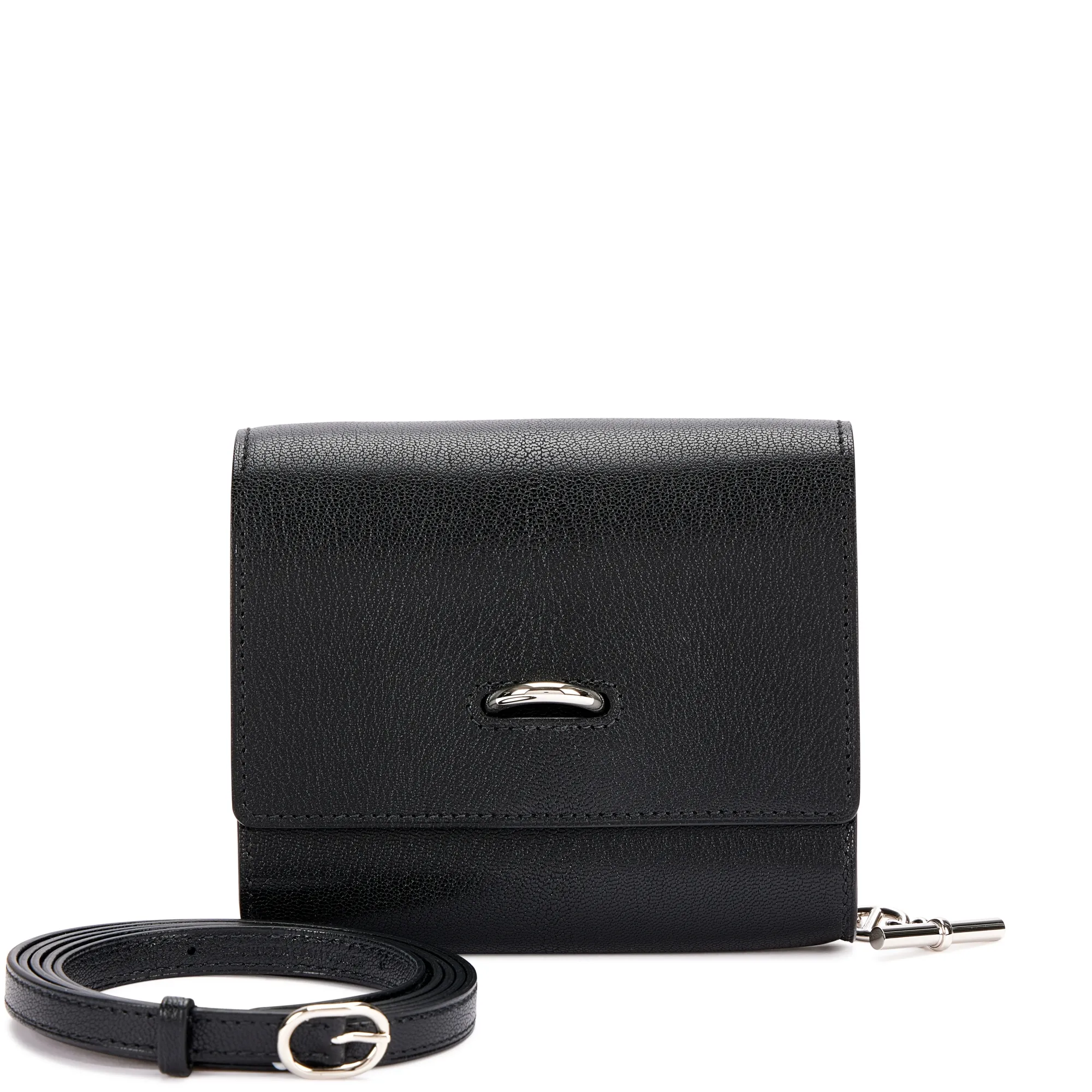 Hermès Black Chamkila Chaine d'ancre Compact Wallet Palladium Hardware, 2023