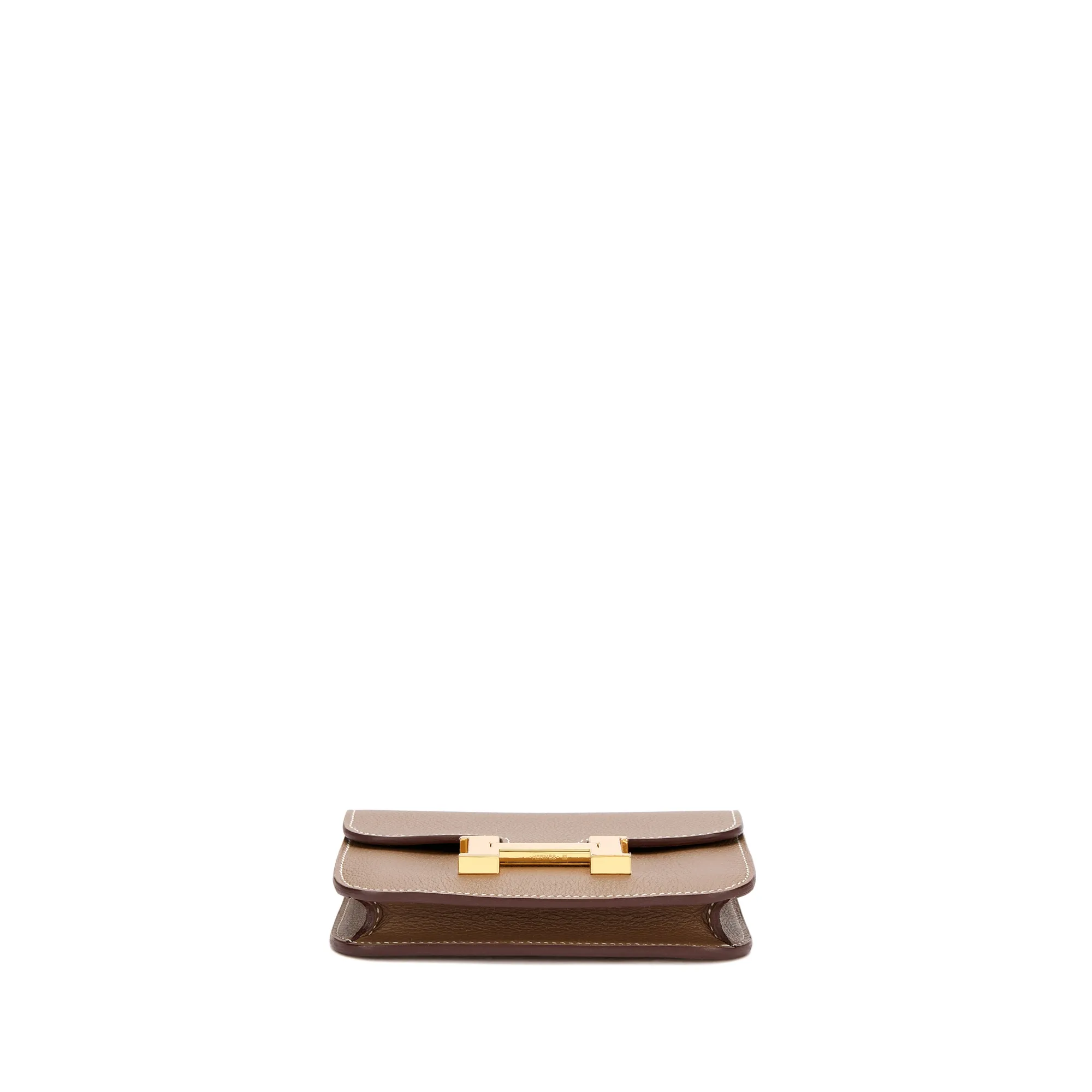 Hermès Etoupe Evercolor Constance Slim Wallet Gold Hardware, 2023