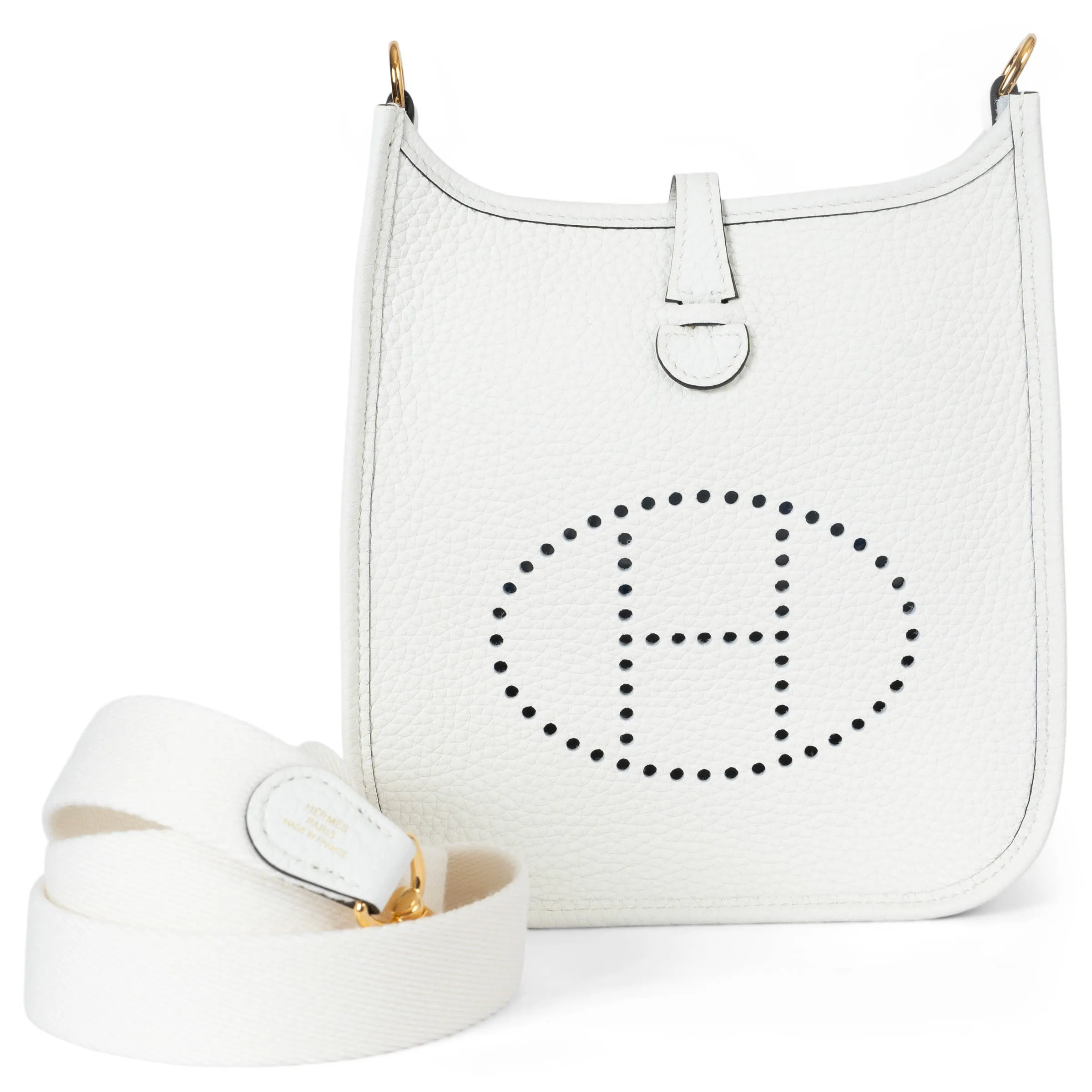 Hermès Evelyne 16 Crossbody Bag New White Clemence Ghw