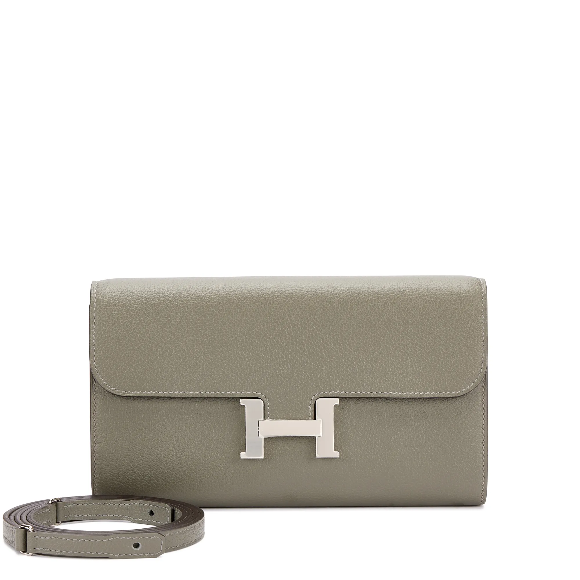 Hermès Gris Meyer Evercolor Constance-To-Go Wallet Palladium Hardware, 2024