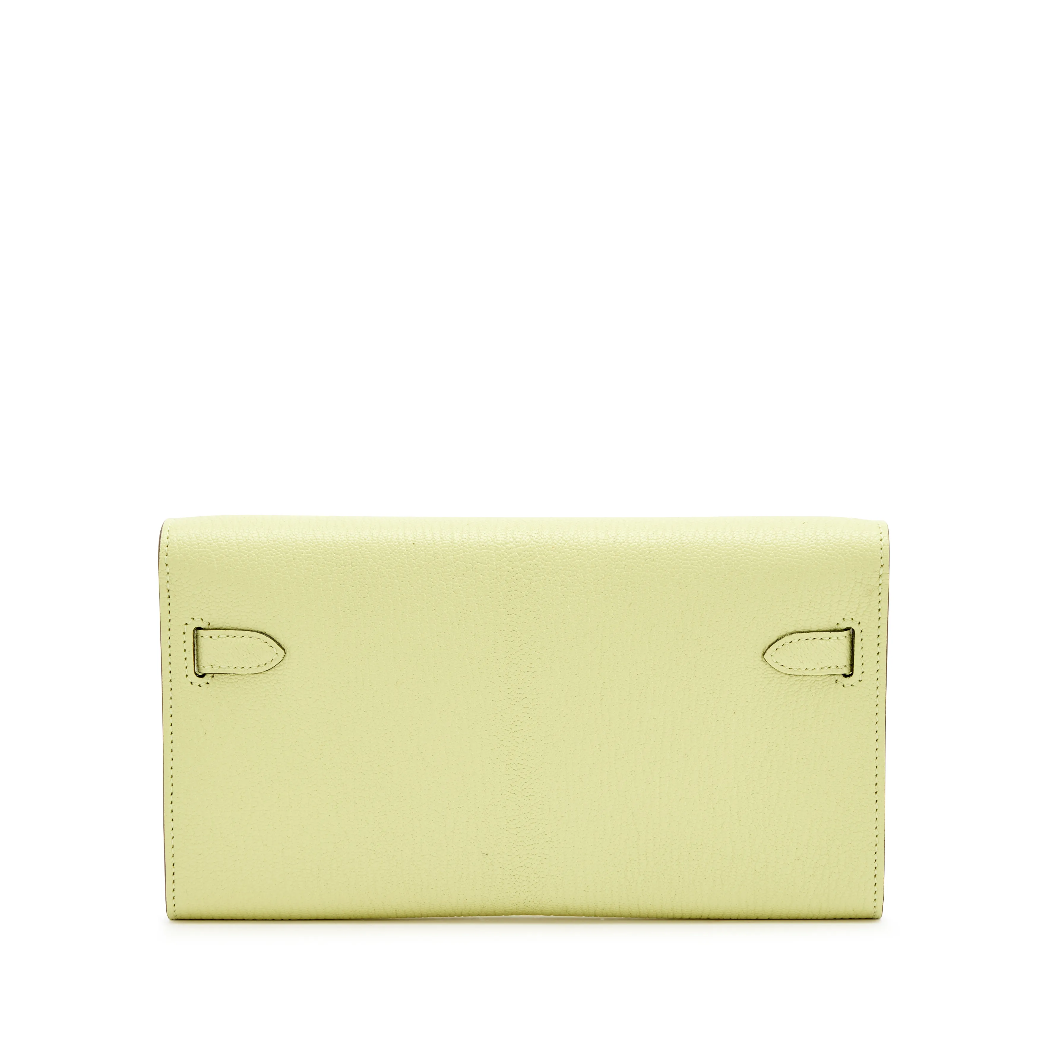 Hermès Jaune Bourgeon Chèvre Mysore Kelly-To-Go Wallet Palladium Hardware, 2021