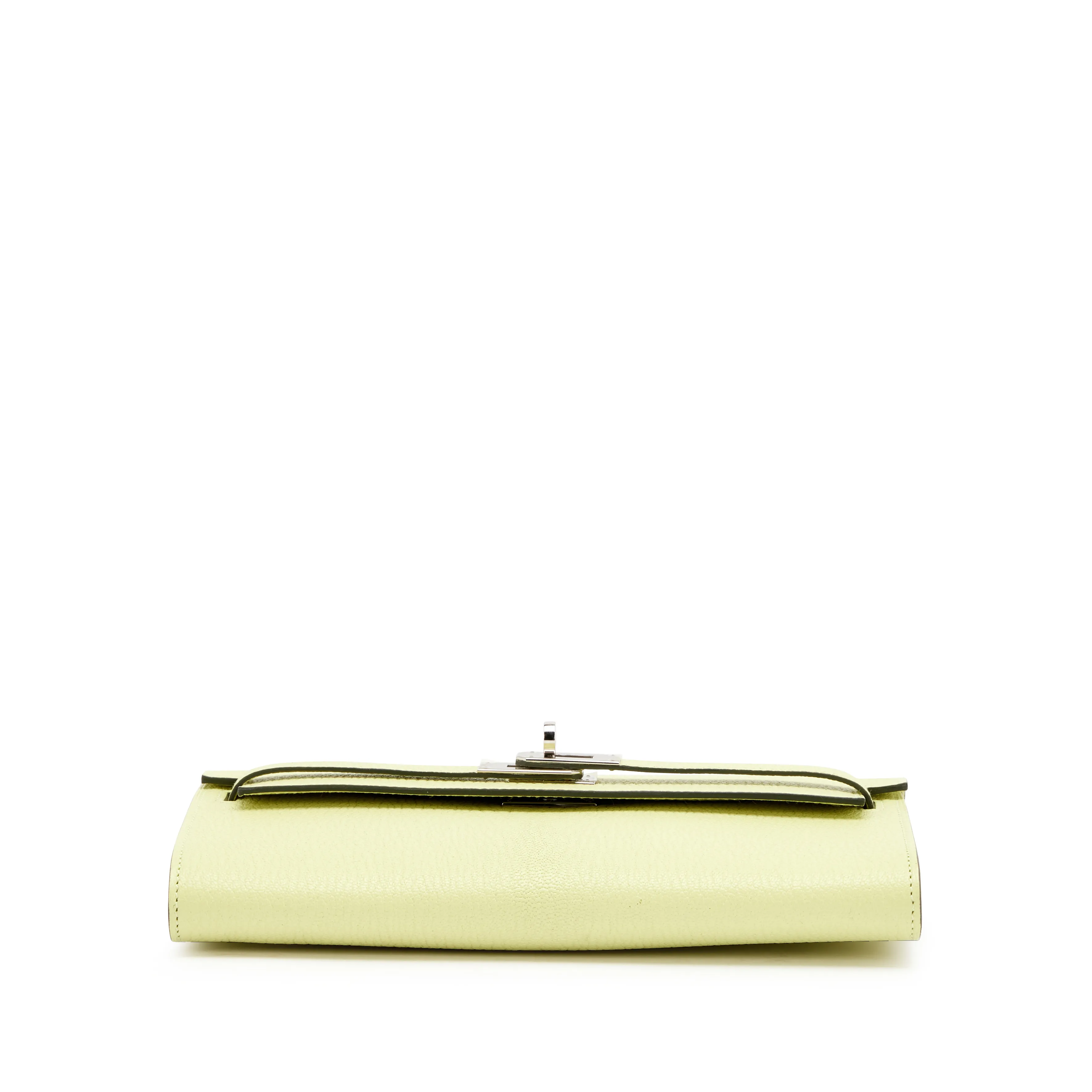 Hermès Jaune Bourgeon Chèvre Mysore Kelly-To-Go Wallet Palladium Hardware, 2021