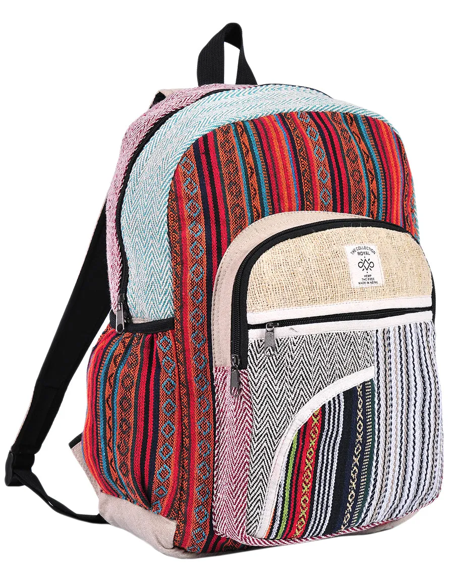 Hippie Boho Hemp Cotton Daypack Backpack Tribal Patch