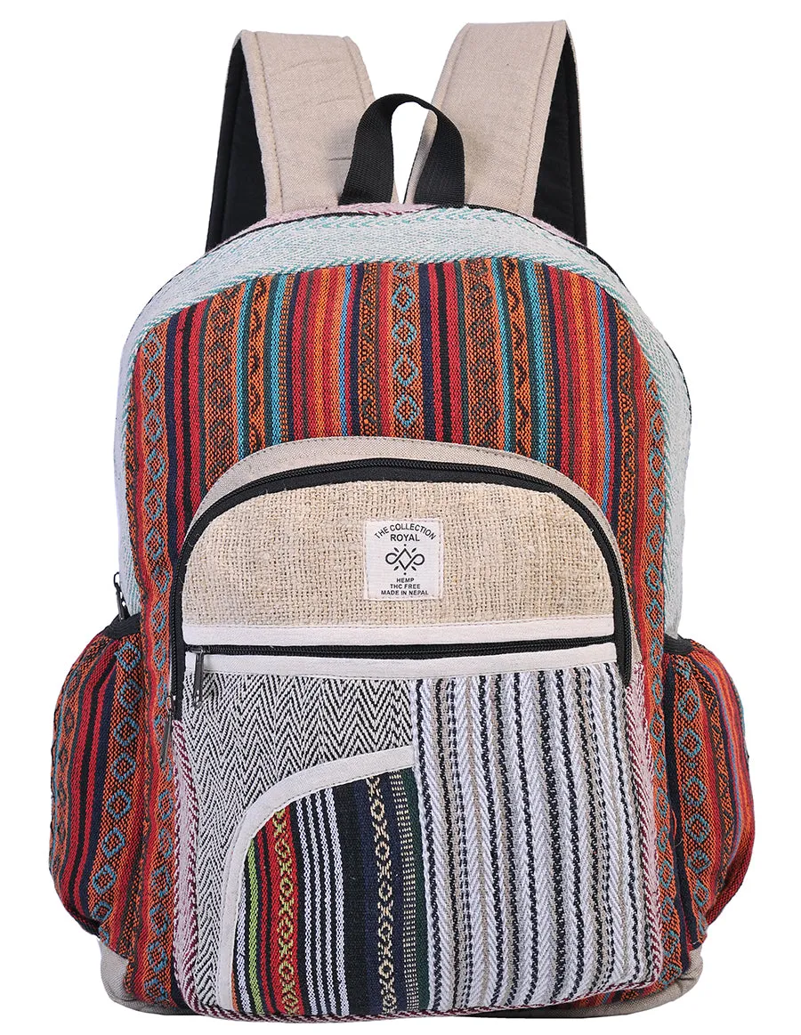 Hippie Boho Hemp Cotton Daypack Backpack Tribal Patch