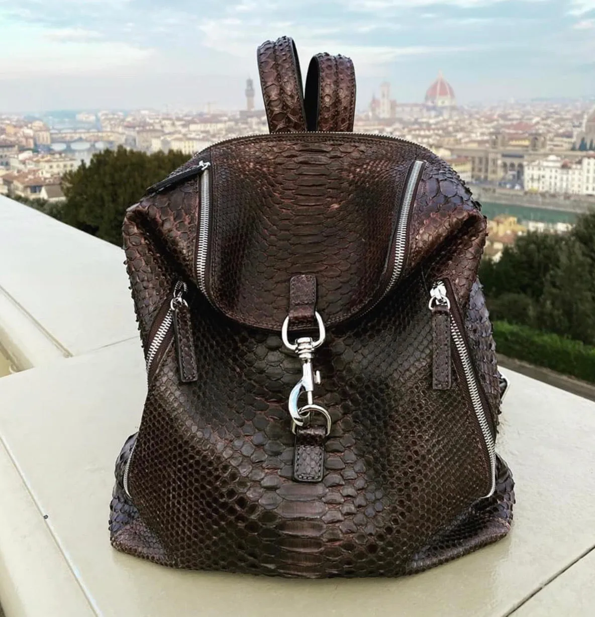 Italian Python and Leather Backpack