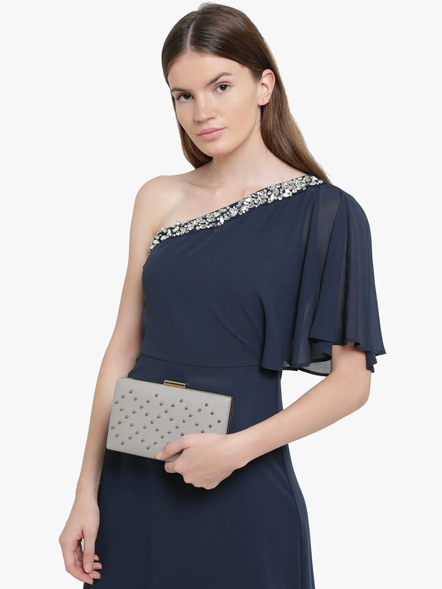 Kazo Grey Embellished Clutch