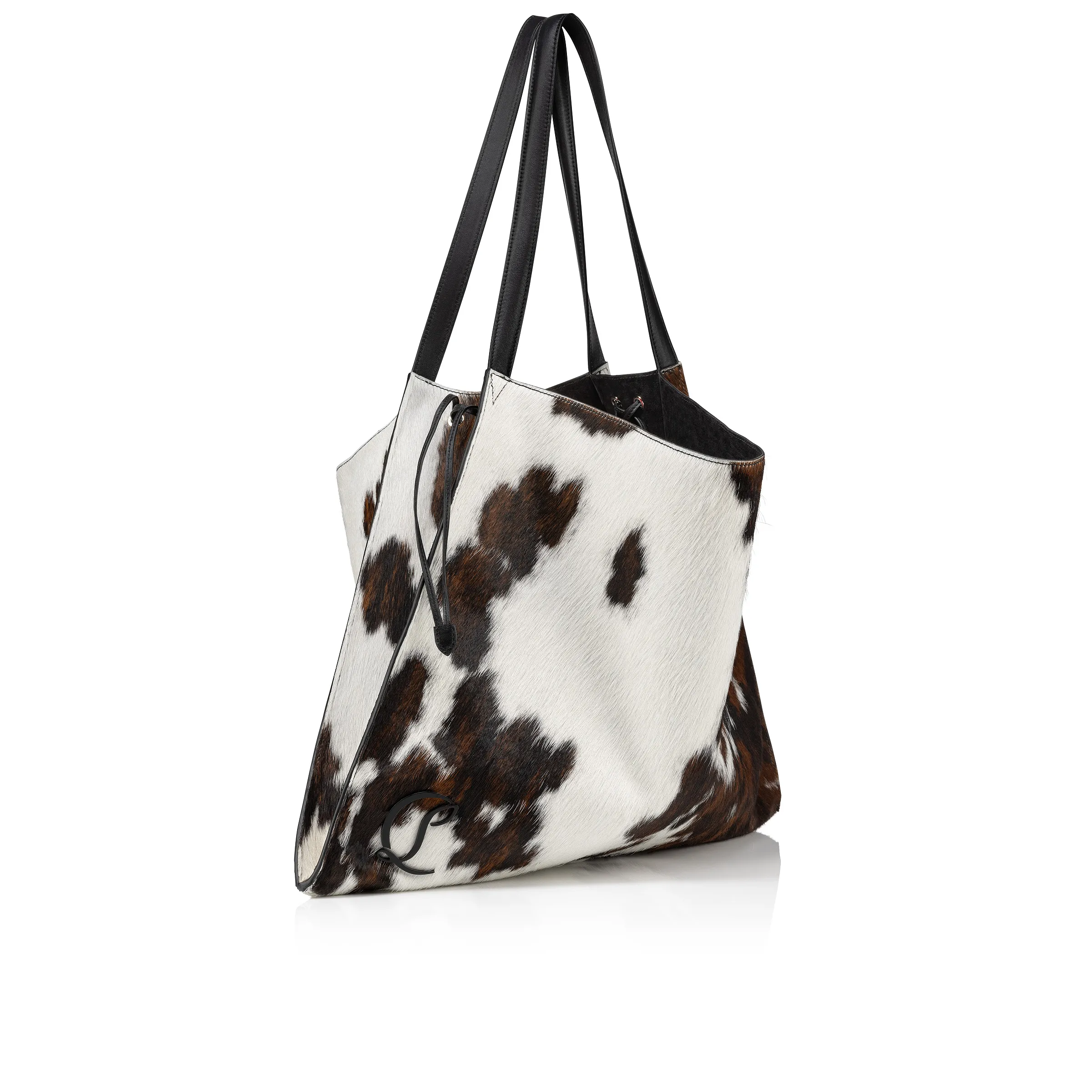 Le 54 Tote bag - Hairy calf "Meuh" - Brown and white