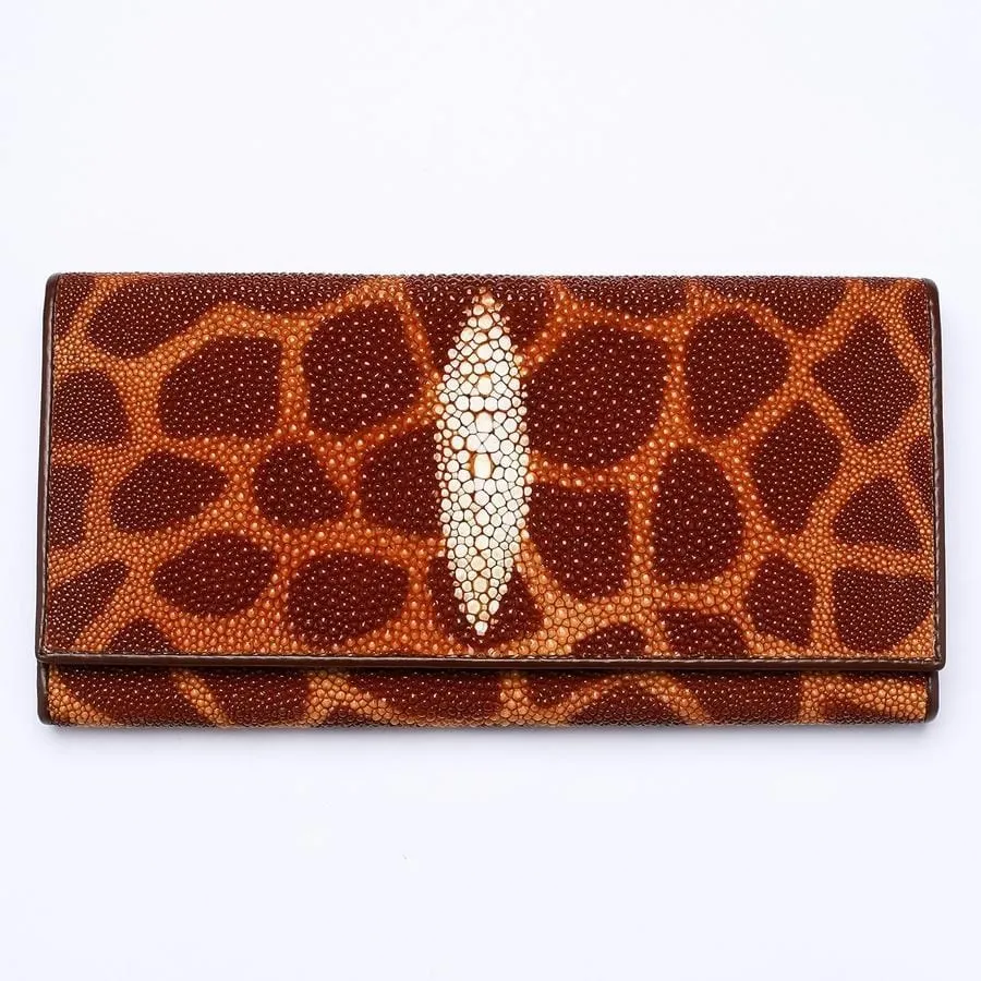 Leopard Pattern Stingray Skin Womens Wallet