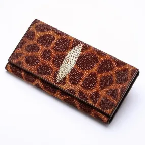 Leopard Pattern Stingray Skin Womens Wallet