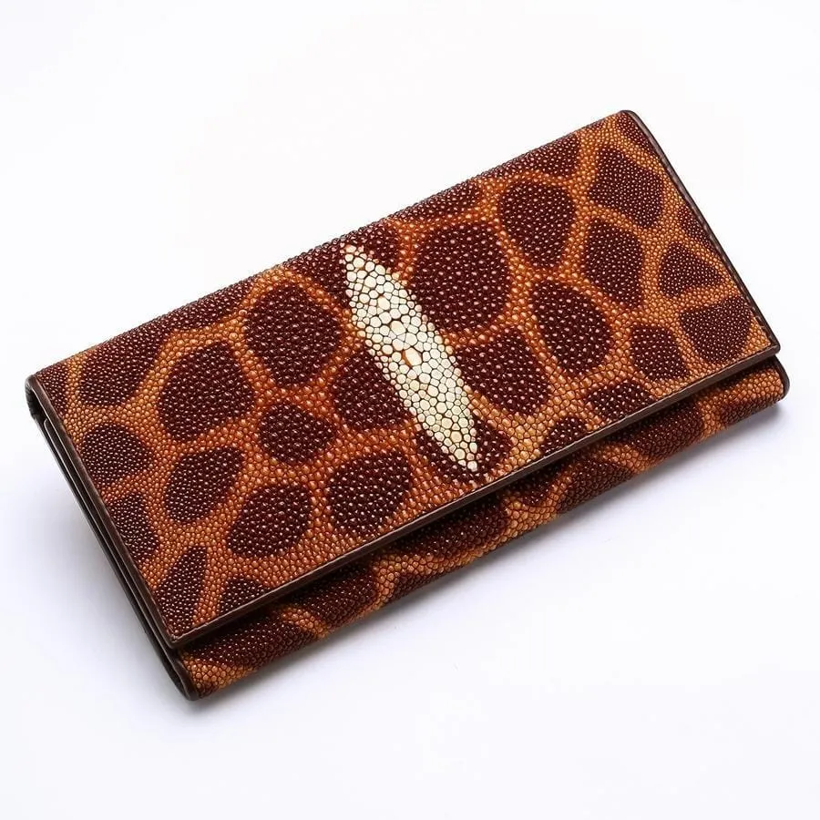 Leopard Pattern Stingray Skin Womens Wallet