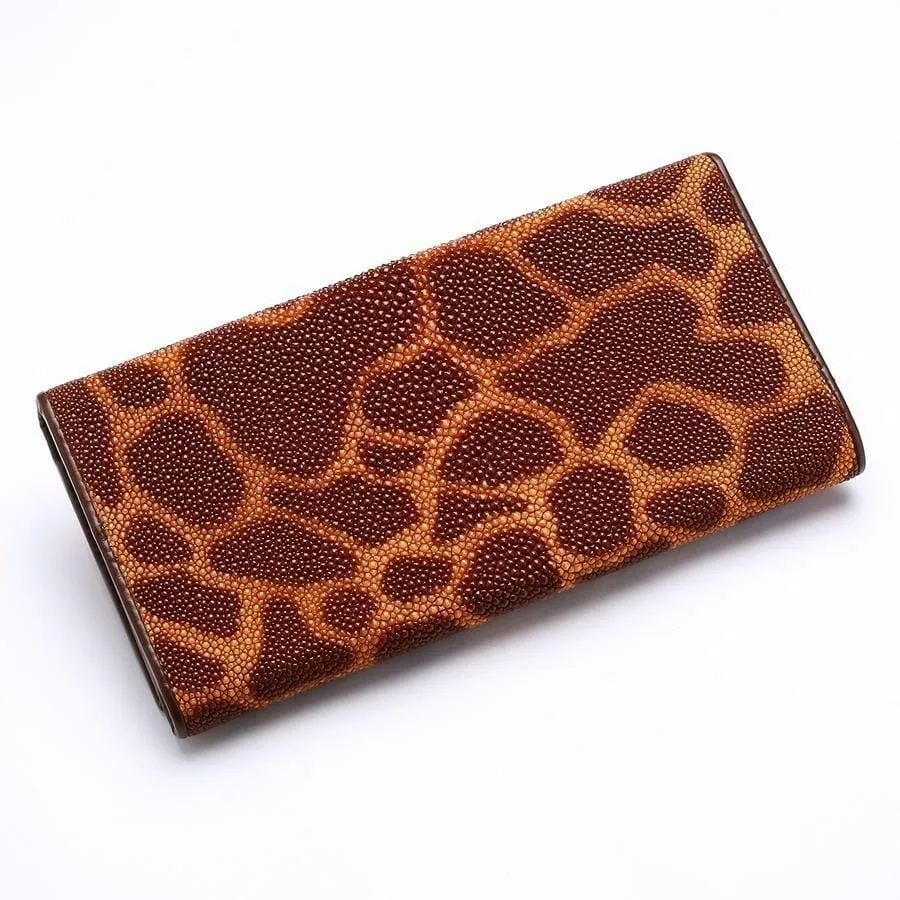 Leopard Pattern Stingray Skin Womens Wallet