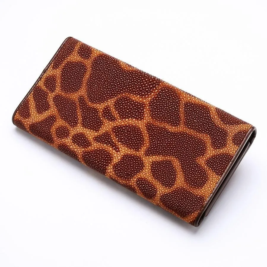 Leopard Pattern Stingray Skin Womens Wallet