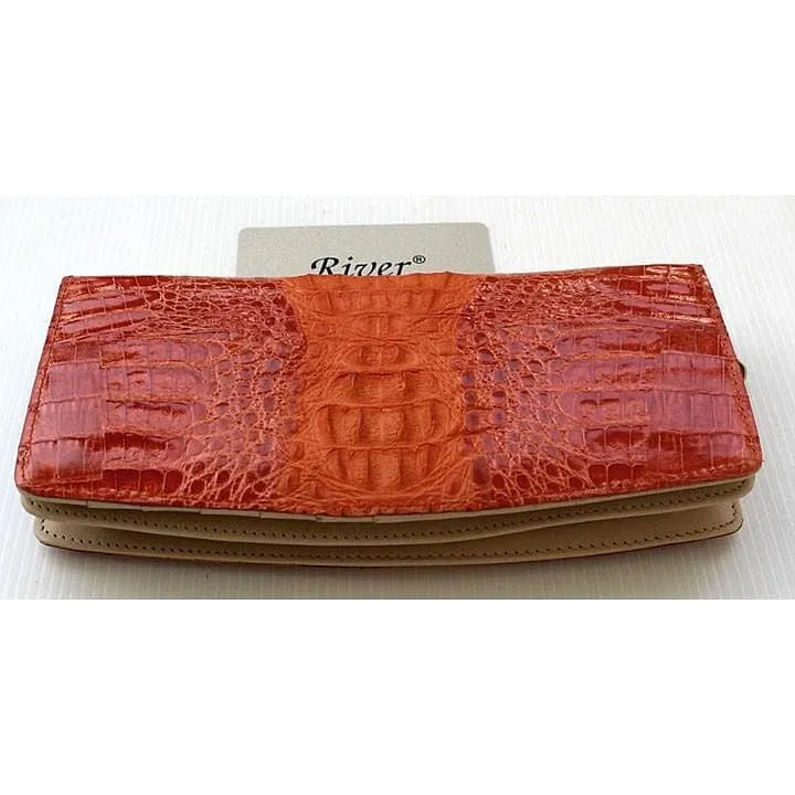 Light Orange Twotone Crocodile Womens Wallet