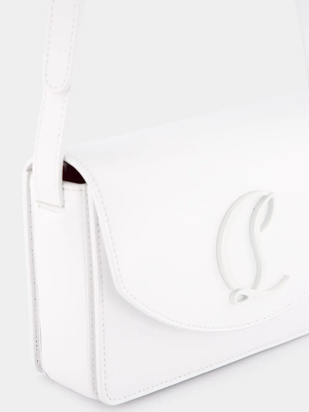 Loubi54 White Leather Clutch