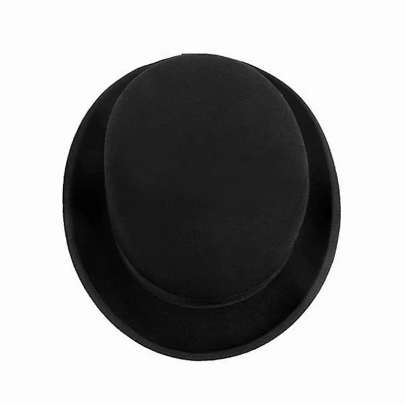 Luxury Woolen Rolled Brim Belt Decor Bowler Fedora Hat for Men