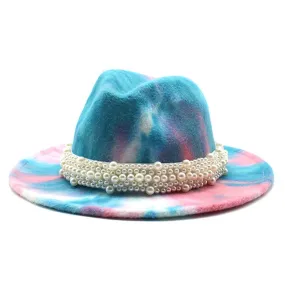 Men and Women Casual Tie Dyed 3D Painted Wide Brim Party Fedora Hat