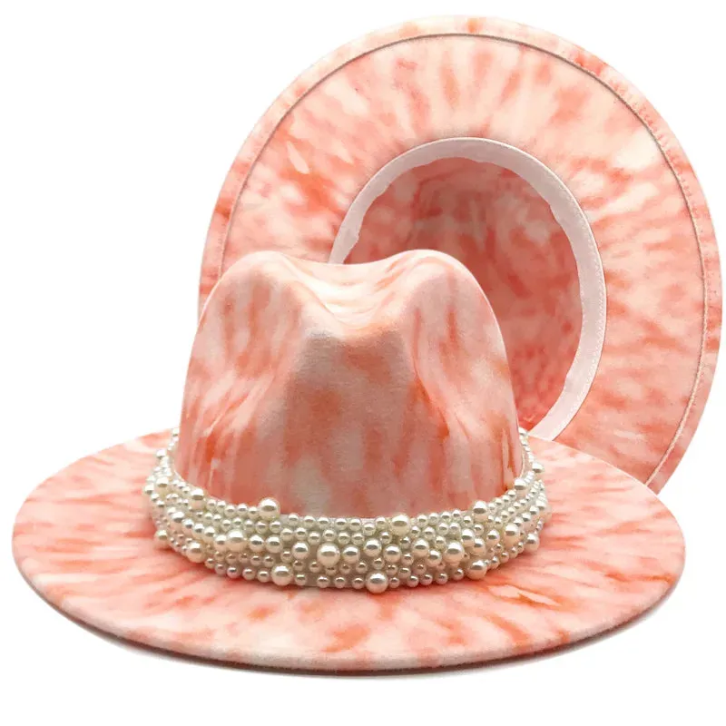 Men and Women Casual Tie Dyed 3D Painted Wide Brim Party Fedora Hat