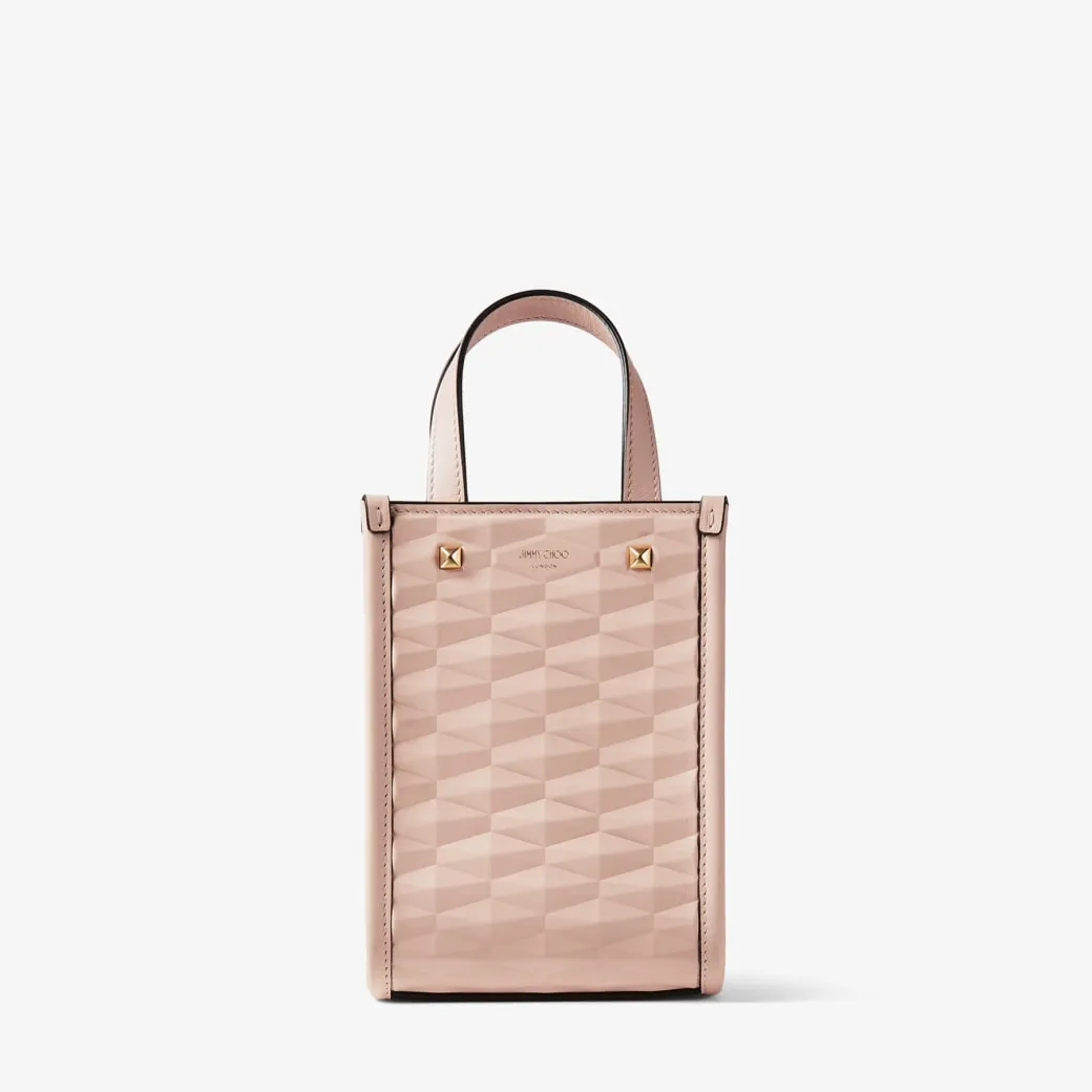 Mini North-south Tote Macaron Diamond Embossed 3D Leather Mini Tote Bag