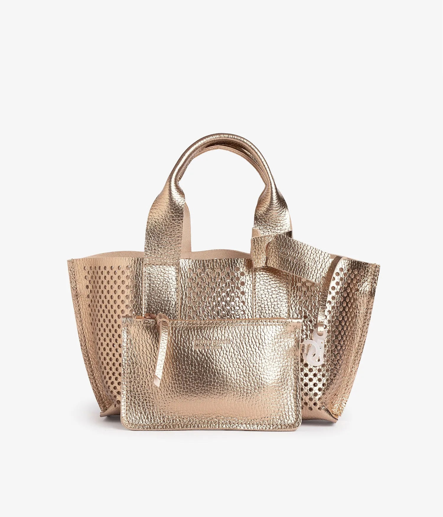 mini perfed tote / cava cervo lame