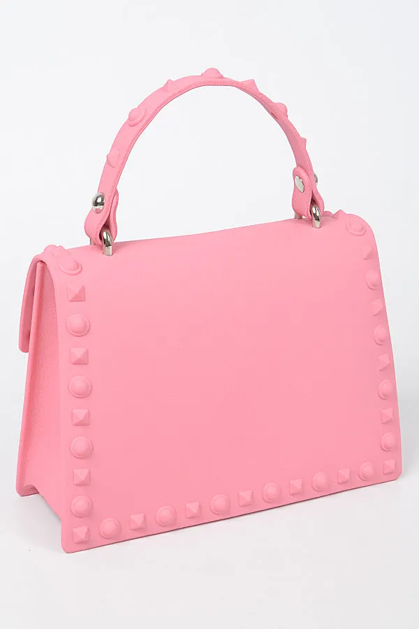 Monotone Studded Clutch-Blush