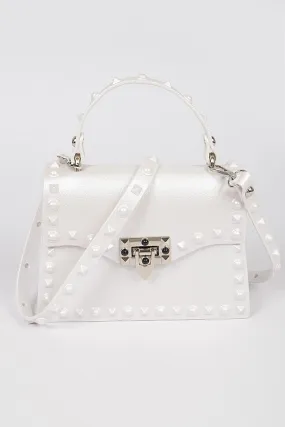 Monotone Studded Clutch-White